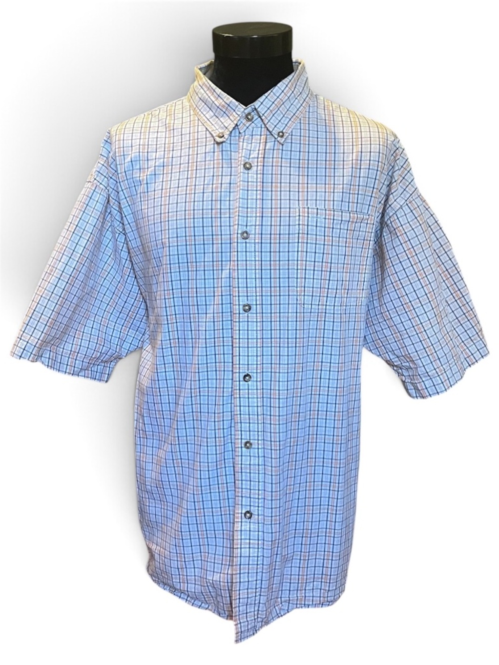 Wrangler Hero Windowpane Check Short Sleeve Button Down Shirt Size 3XL